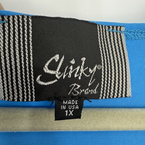 Slinky Brand Tank Top size 1X Scoopneck Bright Blue Stretch Jersey Pullover - Picture 7 of 7